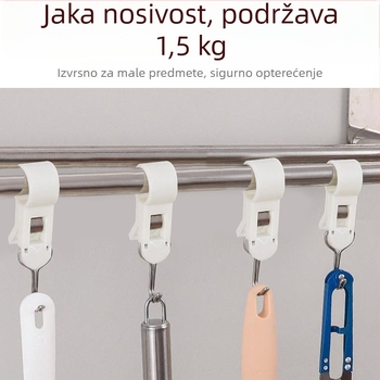 Dvostrani klips za kuhinjsku šipku – bez bušenja, pomični okretni klips, bez tragova, set od 4 kom.