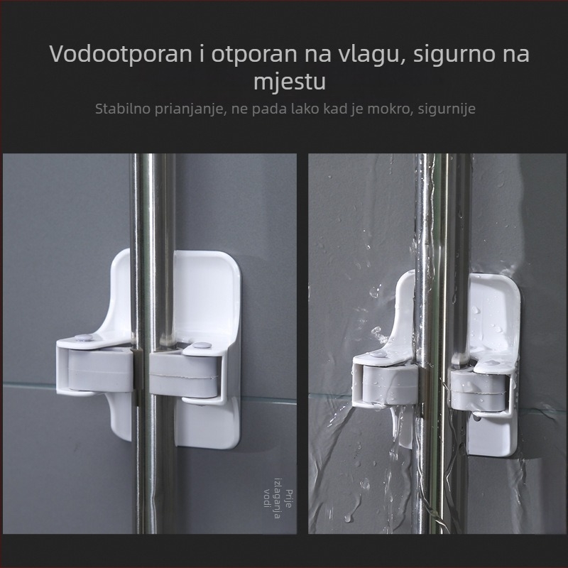 Ljepljivi klip za mop za kupaonu, zidni držač metle bez bušenja, višenamjenski klip