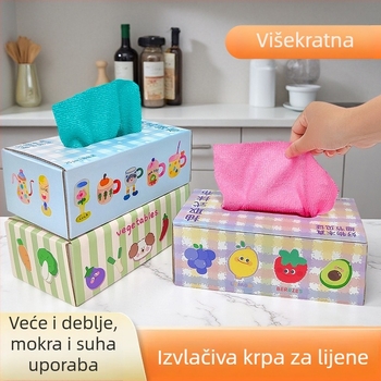 Kutija mikrovlakanih krpa za mokro i suho čišćenje, kuhinja i dom, jednokratne krpe