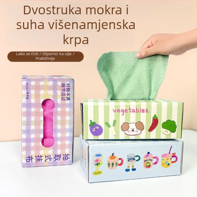 Kutija mikrovlakanih krpa za mokro i suho čišćenje, kuhinja i dom, jednokratne krpe