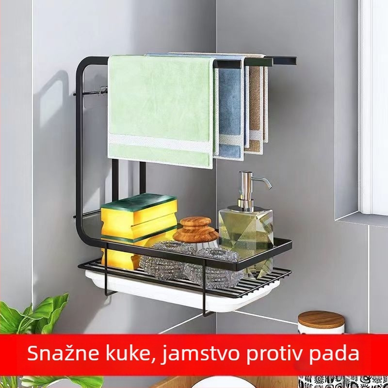 Zidni držač za kuhinjske krpe, bez bušenja, za pohranu i sušenje u kući i kupaonici