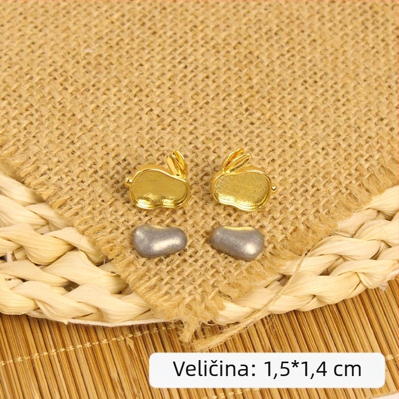 DIY osnova za naušnice, u obliku tikve, bakreni filigran s 18K zlatnim premazom, S925 srebrna igla, motivi zeca i leptira