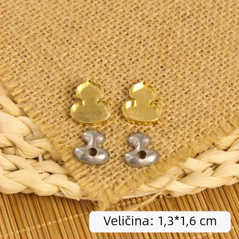 DIY osnova za naušnice, u obliku tikve, bakreni filigran s 18K zlatnim premazom, S925 srebrna igla, motivi zeca i leptira