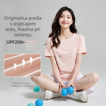 Ženski outdoor brzosušeći T-shirt – okrugli izrez, slobodan kroj, kratki rukavi, prozračna tkanina