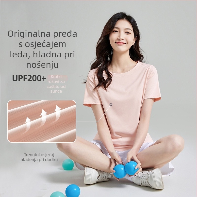 Ženski outdoor brzosušeći T-shirt – okrugli izrez, slobodan kroj, kratki rukavi, prozračna tkanina