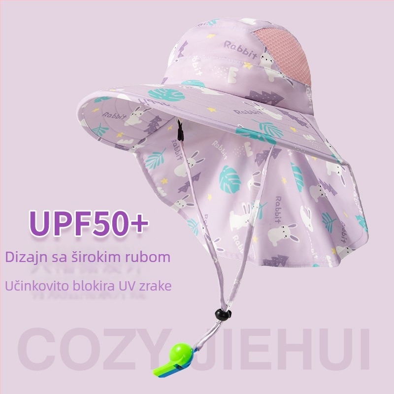 Dječji šešir za sunce s velikim obodom, UV zaštita, prozračan, ribarski stil, ljetni šešir