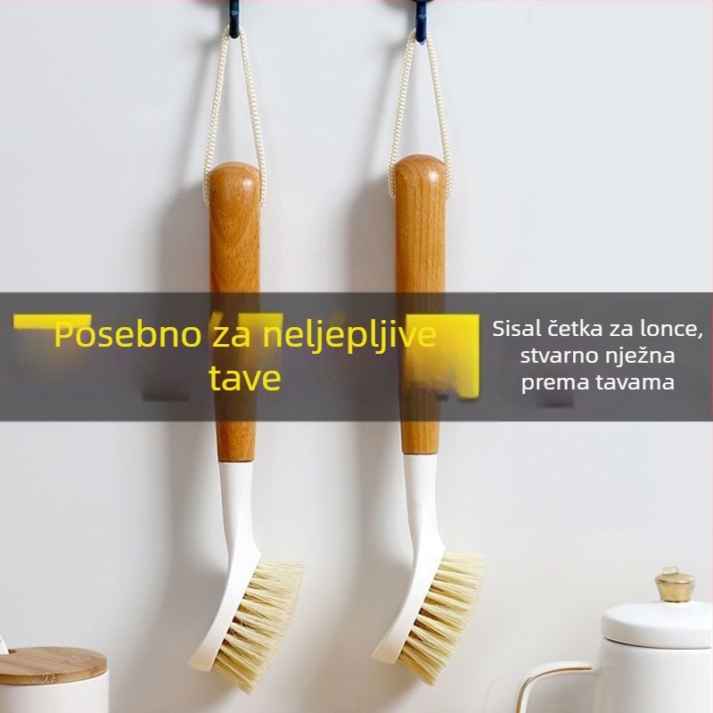 Četka za lonce s dugom držačem od sisala – kuhinjski alat za čišćenje posuđa