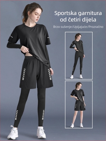 Ženski sportski set: 2026 novi model, brzosušeći trkački top, jesensko jutarnje vježbanje, yoga top i trenirke, plus veličina