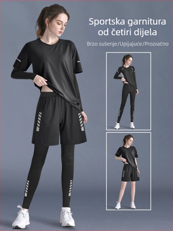 Ženski sportski set: 2026 novi model, brzosušeći trkački top, jesensko jutarnje vježbanje, yoga top i trenirke, plus veličina