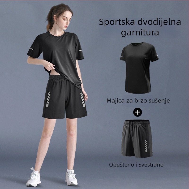 Ženski sportski set: 2026 novi model, brzosušeći trkački top, jesensko jutarnje vježbanje, yoga top i trenirke, plus veličina