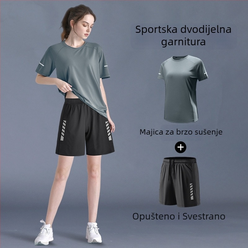 Ženski sportski set: 2026 novi model, brzosušeći trkački top, jesensko jutarnje vježbanje, yoga top i trenirke, plus veličina