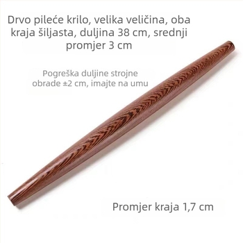 Drveni valjak za tijesto, masivno drvo mahagonija, neprijanjajući, mali oblik, za razvaljivanje tijesta za knedle, rezance i palačinke.