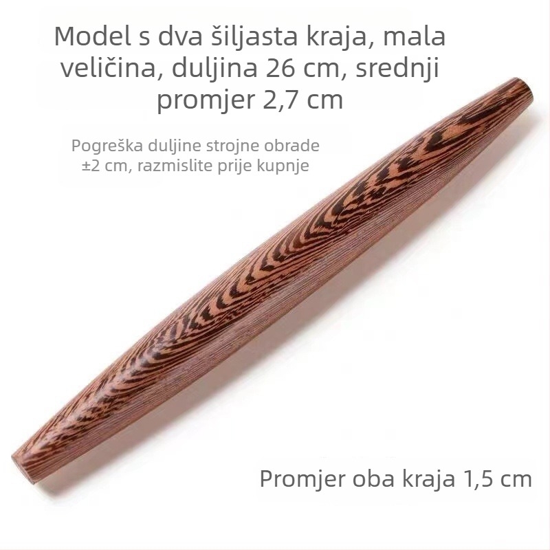 Drveni valjak za tijesto, masivno drvo mahagonija, neprijanjajući, mali oblik, za razvaljivanje tijesta za knedle, rezance i palačinke.