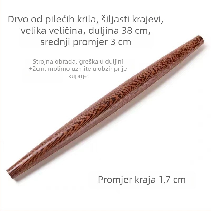 Drveni valjak za tijesto, masivno drvo mahagonija, neprijanjajući, mali oblik, za razvaljivanje tijesta za knedle, rezance i palačinke.