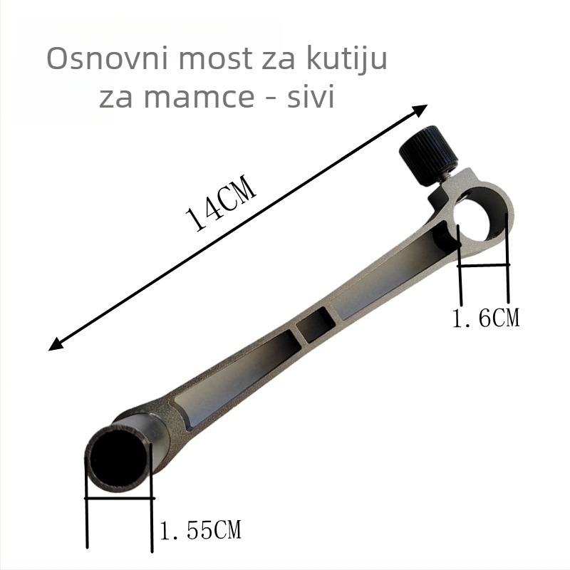 Ribarska stolica i kutija s univerzalnom posudom za mamce, produžni stalak, kutija za hranu od aluminijske legure, pločica za nadam preko mosta, ribolovni pribor i štap