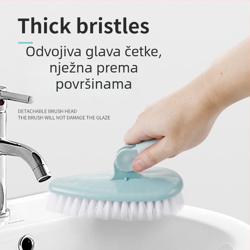 Duga drška četke za čišćenje kupaonice s rotirajućom glavom, za pločice i teško dostupne kutove, tvrda vlakna