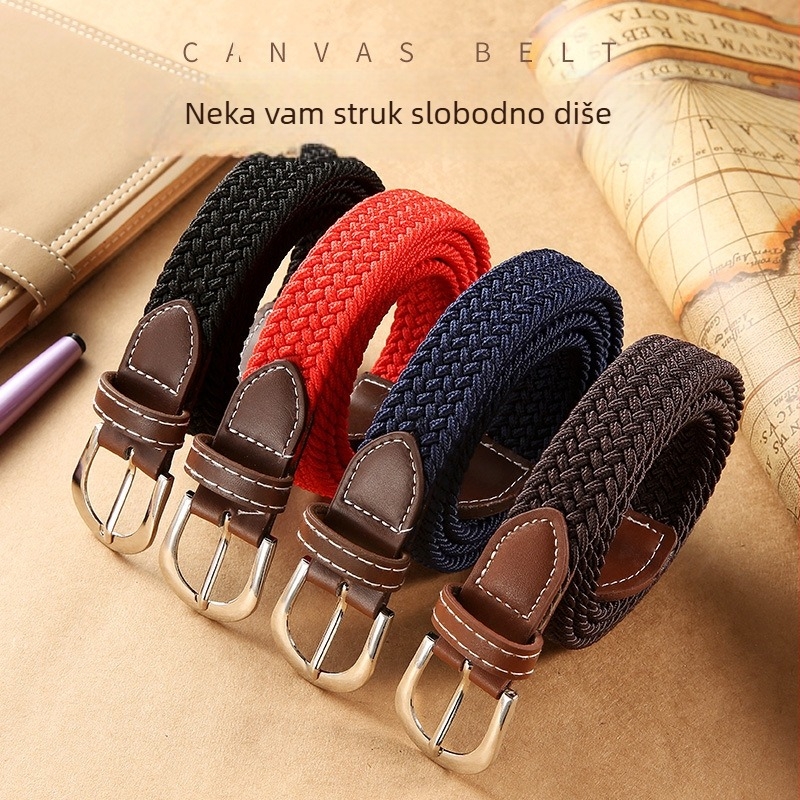 Nova ženska platnena pojas – tanak, elastičan, tkan, casual stil, kopča s iglom, duljina 105 cm