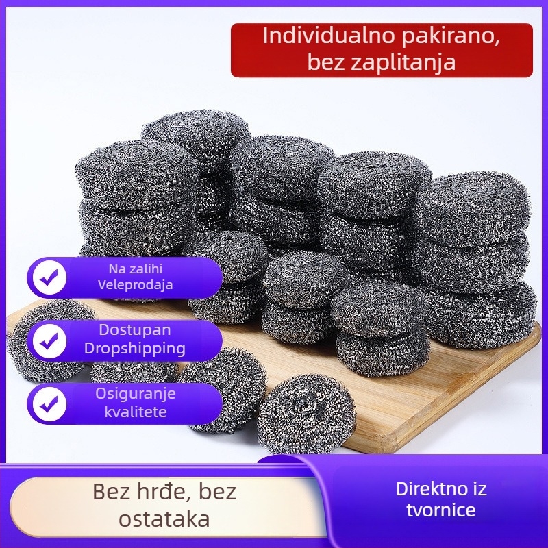 Čelična žična kugla za čišćenje, kućna uporaba, velika veličina, čisti posuđe i lonce, bez ispadanja vlakana