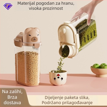 Zatvoren spremnik za pohranu žitarica u kućanstvu, proziran s poklopcem, velika kapaciteta