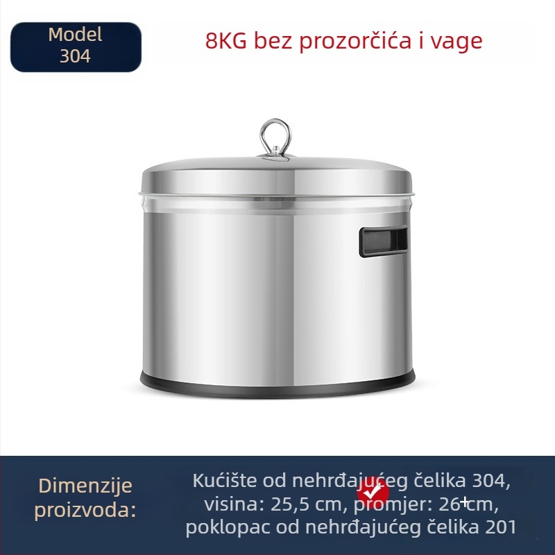 304 nehrđajući čelik, zatvoreni spremnik za skladištenje žitarica, otporan na vlagu i štetnike, za brašno