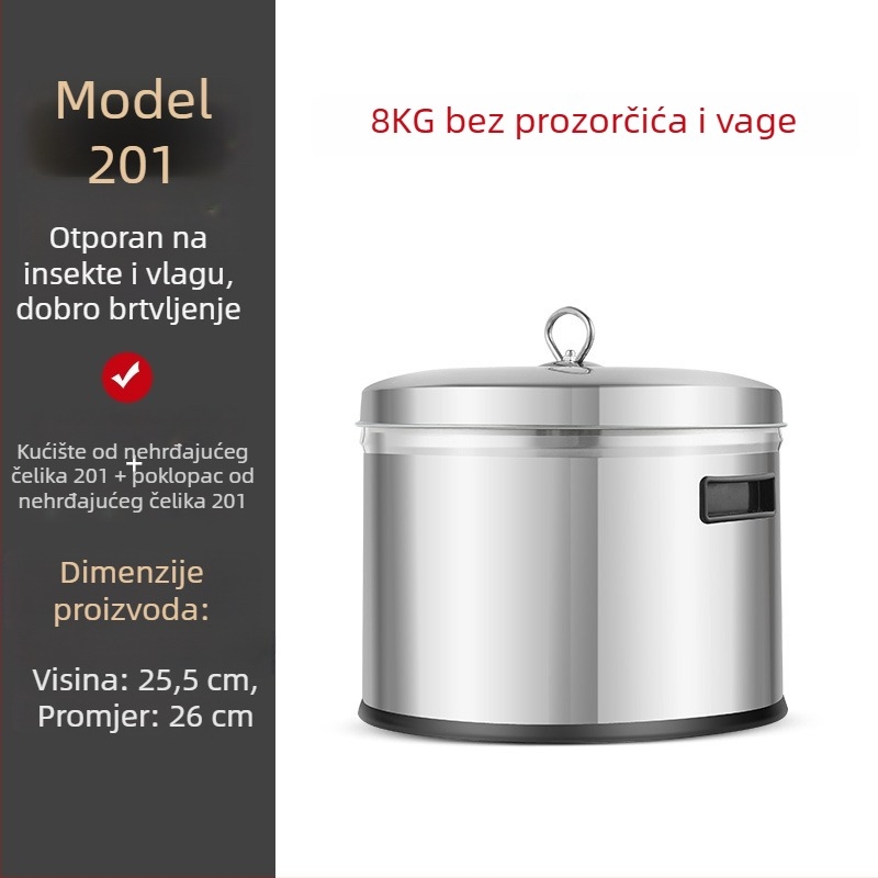 304 nehrđajući čelik, zatvoreni spremnik za skladištenje žitarica, otporan na vlagu i štetnike, za brašno