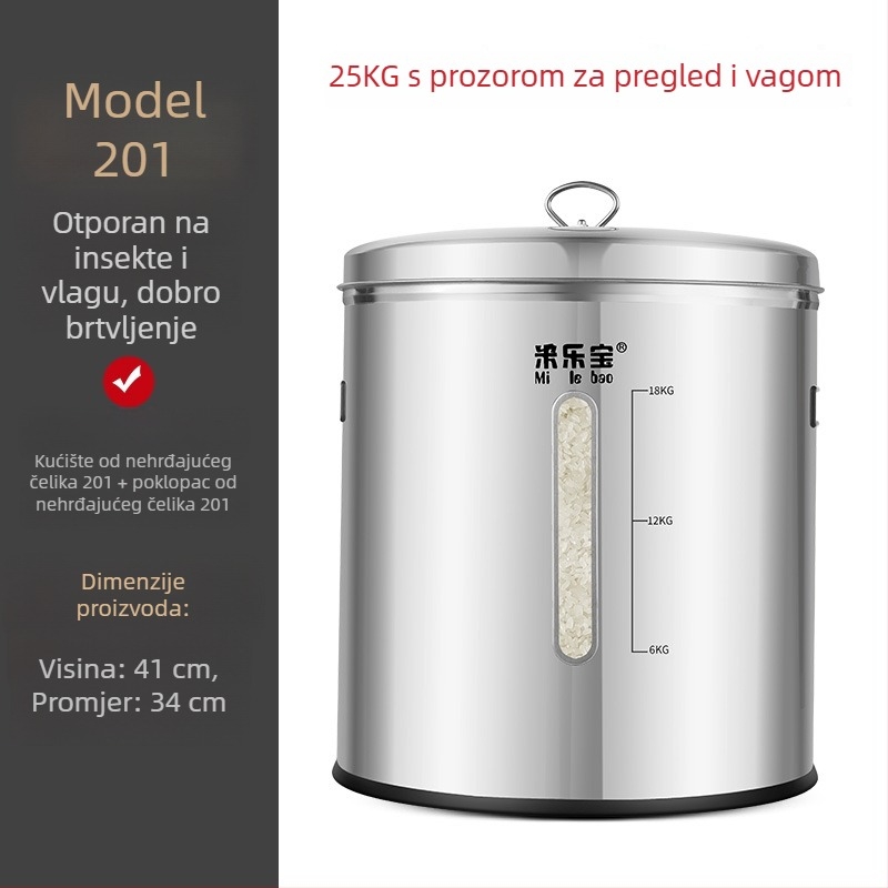 304 nehrđajući čelik, zatvoreni spremnik za skladištenje žitarica, otporan na vlagu i štetnike, za brašno