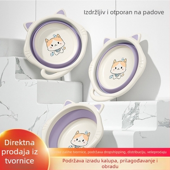 Sklopiva plastična dječja zdjela za pranje lica i higijenu, kompaktna do 27 cm, dizajn s karikaturnim motivom