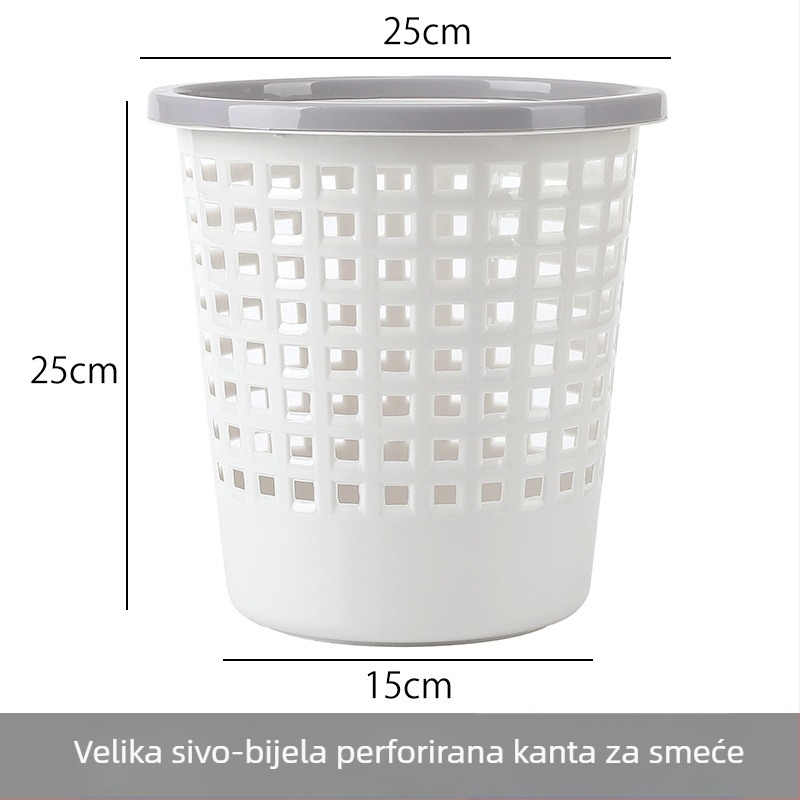 Plastični okrugli koš za smeće, lagan, kućna upotreba, dnevni boravak, ured i kupaonica, kapacitet ispod 4 L.