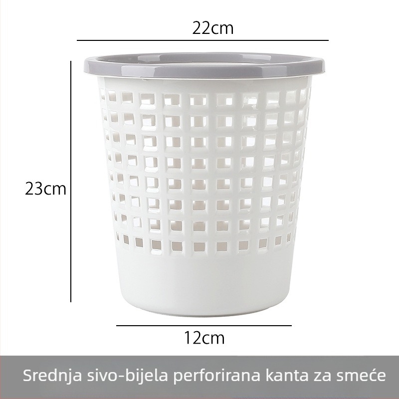 Plastični okrugli koš za smeće, lagan, kućna upotreba, dnevni boravak, ured i kupaonica, kapacitet ispod 4 L.
