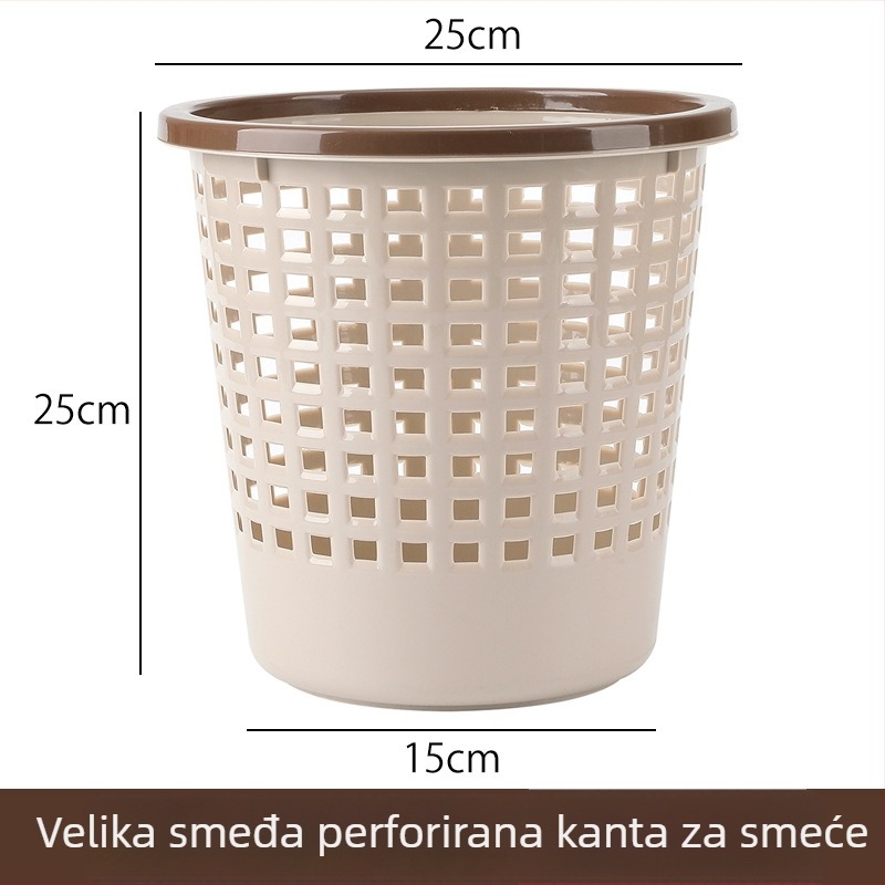 Plastični okrugli koš za smeće, lagan, kućna upotreba, dnevni boravak, ured i kupaonica, kapacitet ispod 4 L.