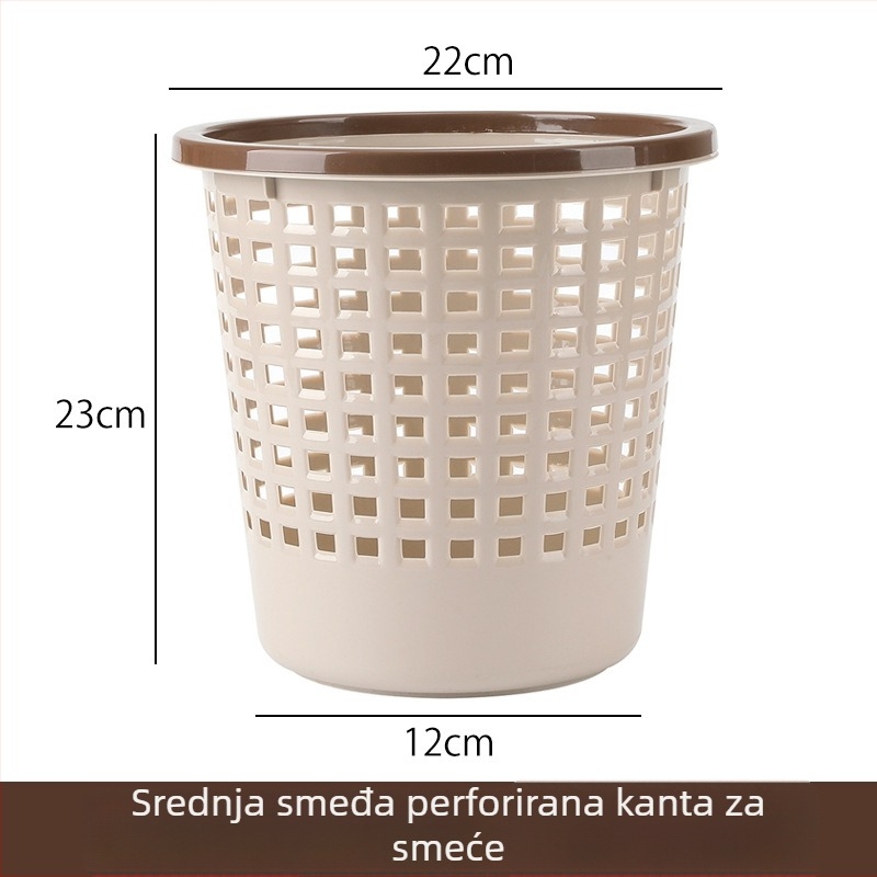 Plastični okrugli koš za smeće, lagan, kućna upotreba, dnevni boravak, ured i kupaonica, kapacitet ispod 4 L.