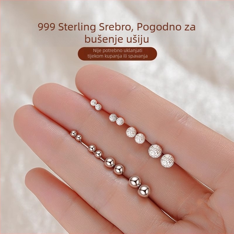 S999 srebrne naušnice za uho – male geometrijske igle za spavanje