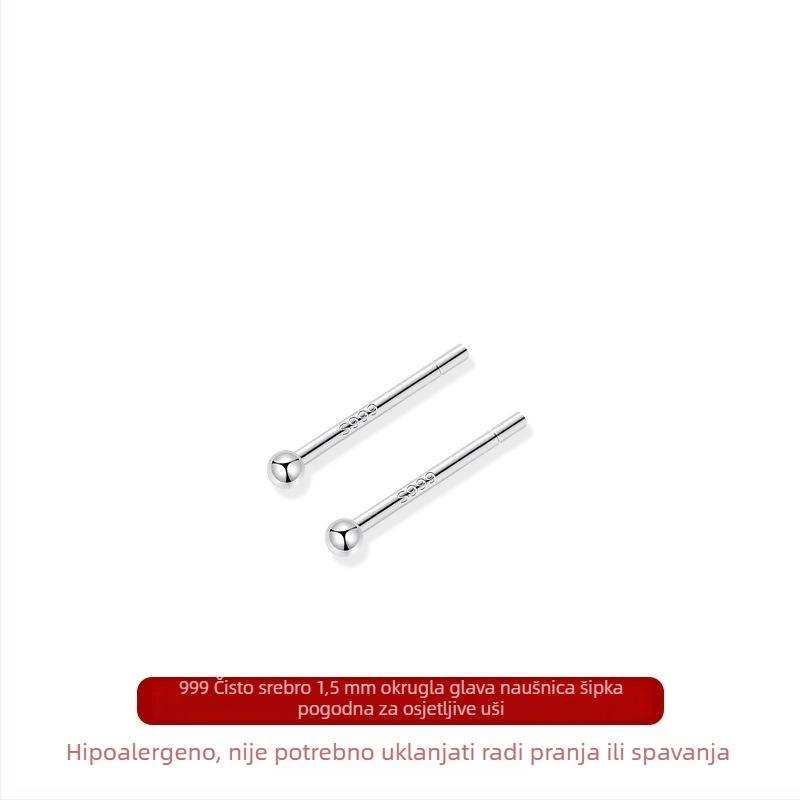 S999 srebrne naušnice za uho – male geometrijske igle za spavanje