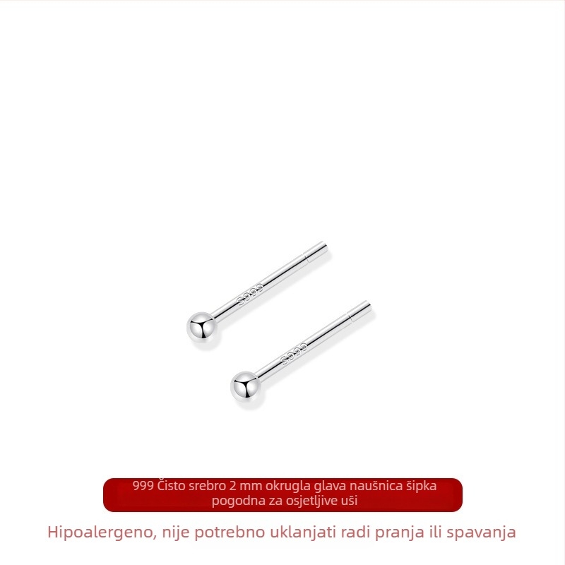 S999 srebrne naušnice za uho – male geometrijske igle za spavanje