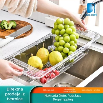 PET teleskopna kuhinjska korpa za odvod tekućine, nordičkog stila, za voće i povrće u sudoperi