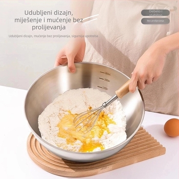 Duboka posuda od nehrđajućeg čelika 304 s mjernom skalom za miješenje tijesta i mućenje jaja, velika kapaciteta kuhinjske posude
