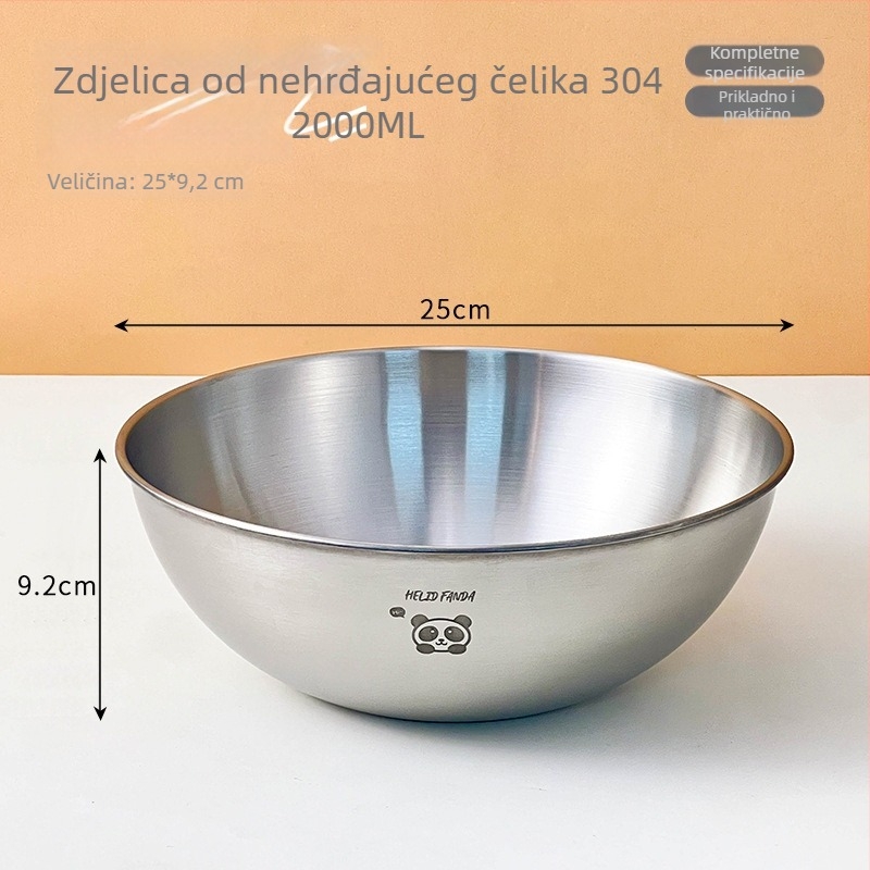 Duboka posuda od nehrđajućeg čelika 304 s mjernom skalom za miješenje tijesta i mućenje jaja, velika kapaciteta kuhinjske posude