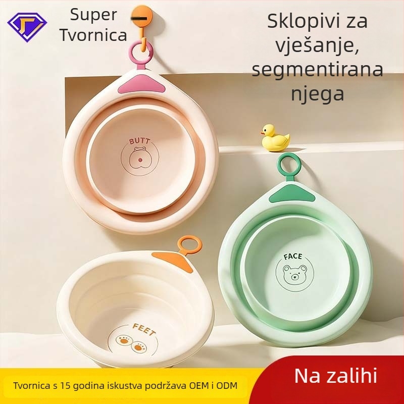 Sklopiva silikonska umivaonica za djecu s karikaturnim dizajnom, prijenosna za dom i putovanja