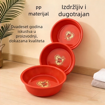 Plastična posuda za pranje rublja, pranje lica, kupanje i pranje povrća – debela, velika crvena kućna posuda