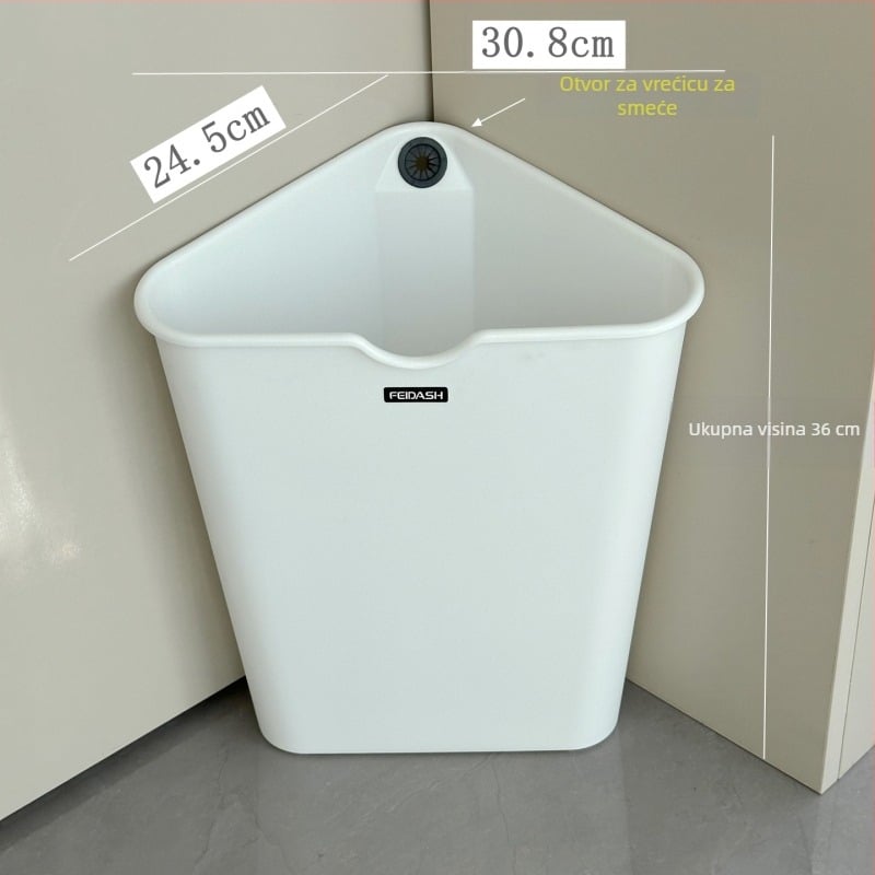 Trokutasti kutni zidni koš za otpad, 9 L, plast, otvoren vrh, kućna upotreba