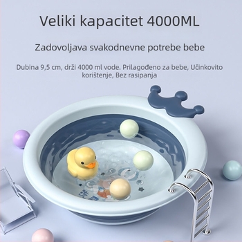 Sklopiva posuda za pranje lica za djecu, prijenosna silikonska posuda, dizajn crtanog lika, za vanjsku upotrebu