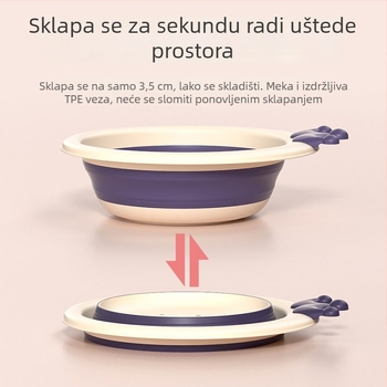 Sklopiva posuda za pranje lica za djecu, prijenosna silikonska posuda, dizajn crtanog lika, za vanjsku upotrebu