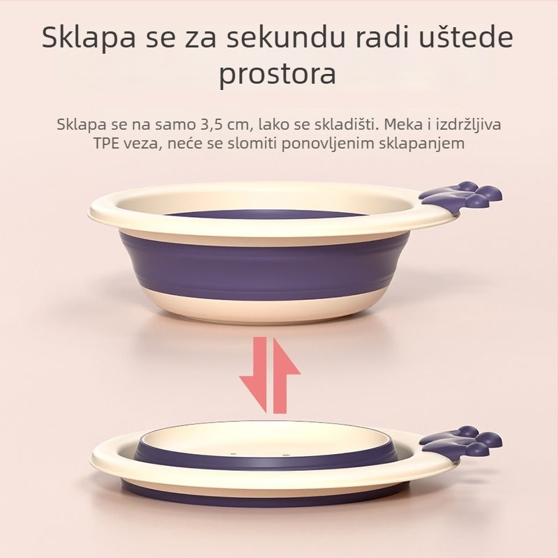 Sklopiva posuda za pranje lica za djecu, prijenosna silikonska posuda, dizajn crtanog lika, za vanjsku upotrebu