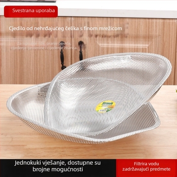 Nehrđajući čelični koš s gusto raspoređenim otvorima za odvod vode, pranje voća i povrća, veliki kuhinjski koš za sušenje