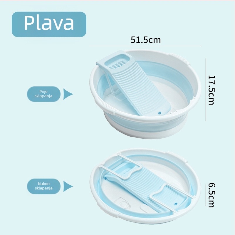 Sklopiva plastična posuda za pranje rublja, velika, prijenosna za studentski dom, štedi prostor