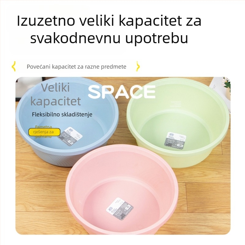Debelo jednobojno plastično korito za pranje lica i rublja, izdržljivo i dugotrajno, s oblikom feniksove repi