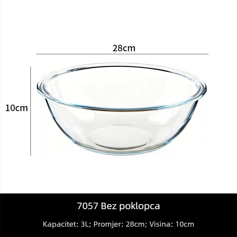 Velika termo otporna kaljena staklena zdjela za pečenje s poklopcem – zdjela za juhu