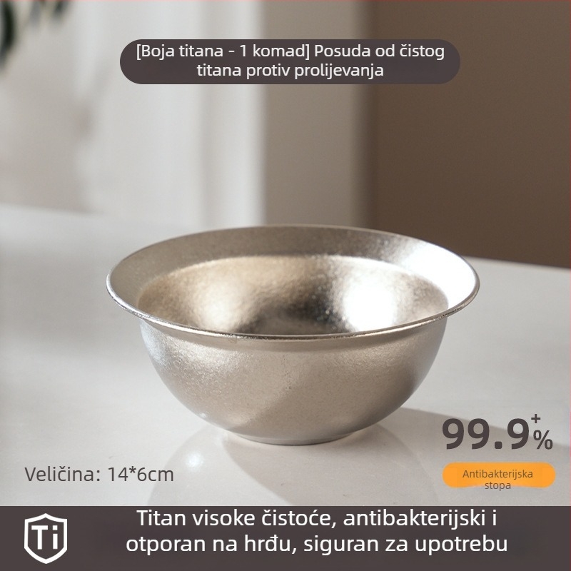 Čista titanijska dječja zdjela za kućnu upotrebu, vrhunska antibakterijska i otporna na plijesan, debela zdjela za hranu i juhu, promjer 14–14,9 cm