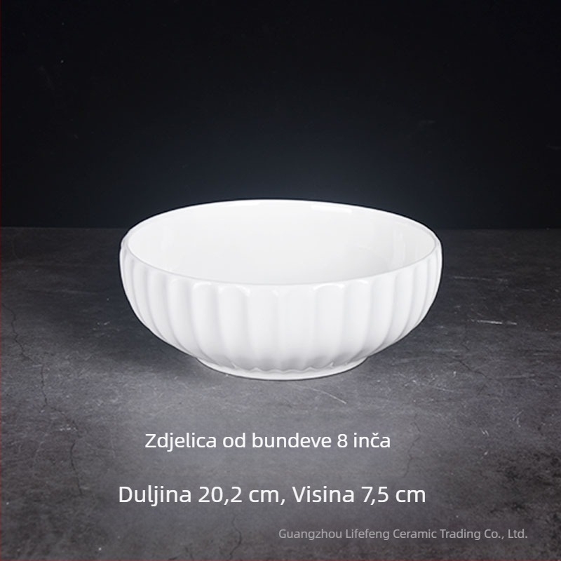 Porcelanska zdjela za juhu, velika bijela zdjela za juhe i tjesteninu, okruglog oblika, nordijski stil