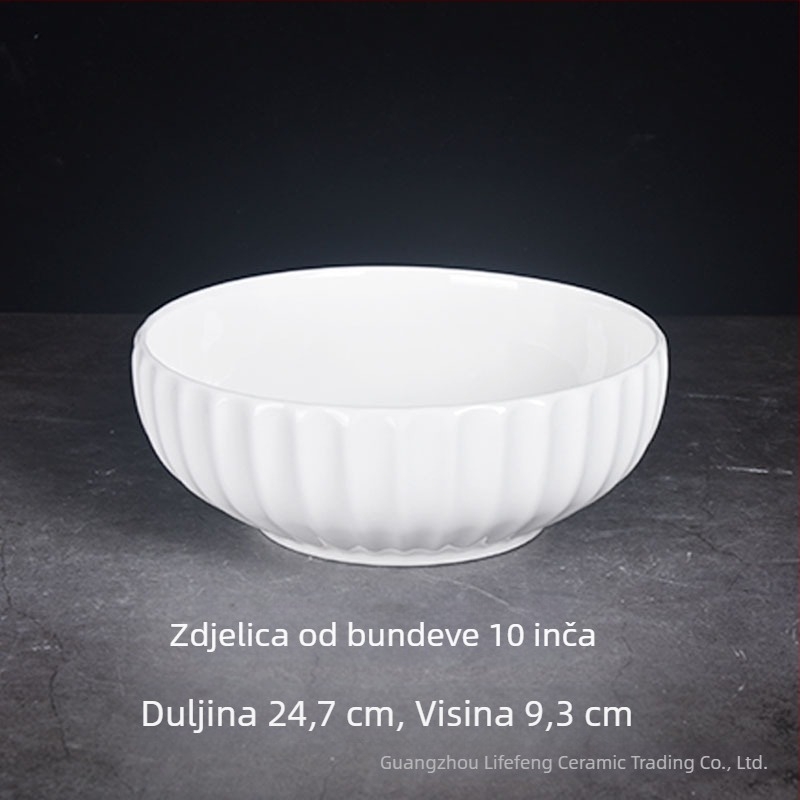 Porcelanska zdjela za juhu, velika bijela zdjela za juhe i tjesteninu, okruglog oblika, nordijski stil